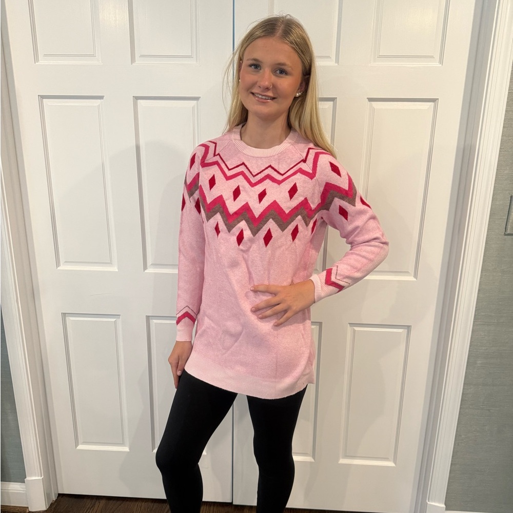 Lovers + Friends Pink Chevron Knit